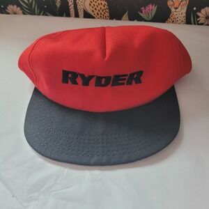 Vintage Ryder Truck Rental Hat Red Black Snapback Made in USA M&B Headwear Cap